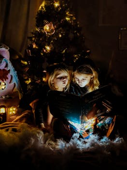 Decoration de Noel chaleureuse avec guirlandes et lumieres